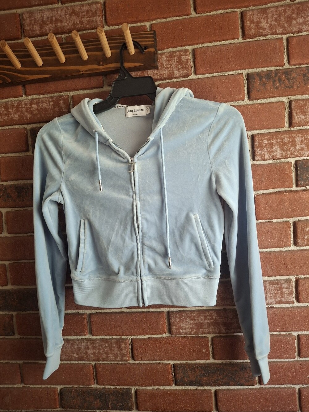 Juicy Couture Powder Blue Velour Zip Hoodie